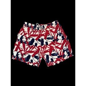 Vilebrequin Swim Trunks Shorts Mens Size 2XL Red Panda Print Mesh Lined Beach